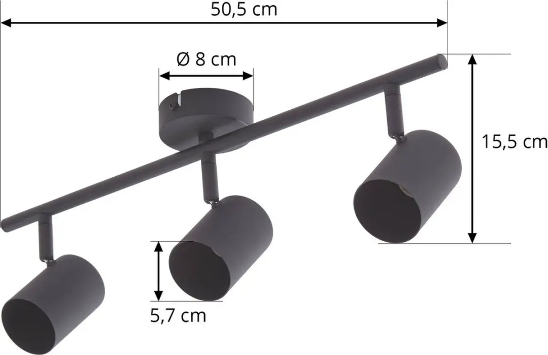 Lindby Buitenspot 3-lichts GU10 - 15,5 cm - Zandzwart