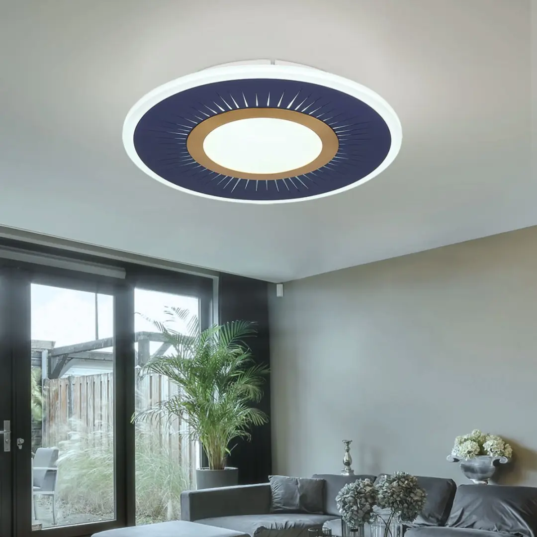 Globo Plafondlamp Blauw - 40W 1300Lm Dimbare LED - Ø37cm - afbeelding 6 van 6