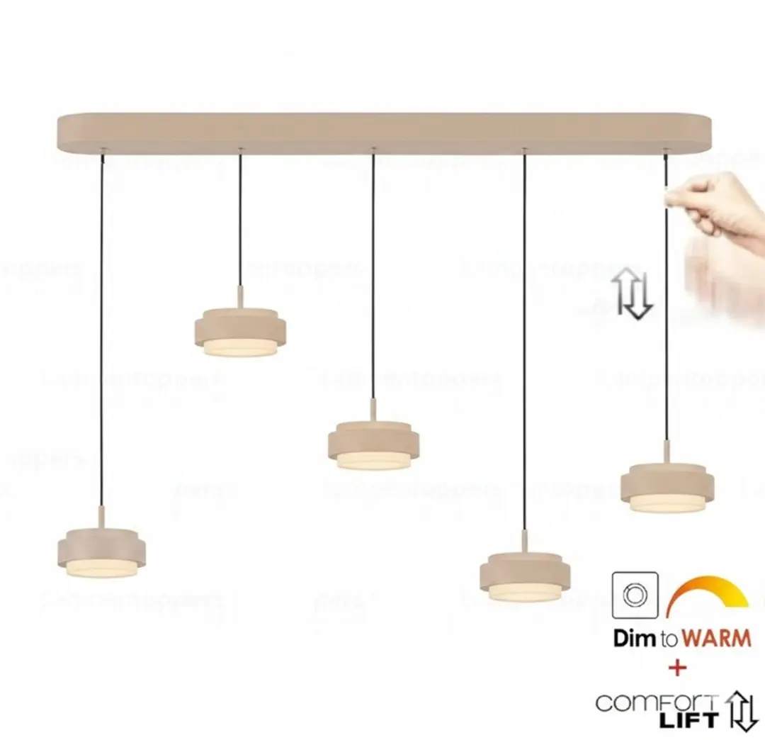 Freelight Puleggia 5 Lichts Hanglamp 120cm - Beige