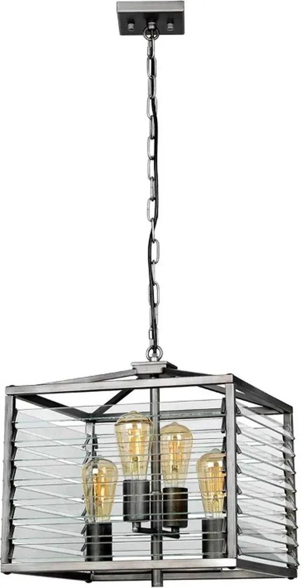 Elstead Lighting Louvre LED Hanglamp - 4x E27 60W - Dimbaar - Painted Gunmetal