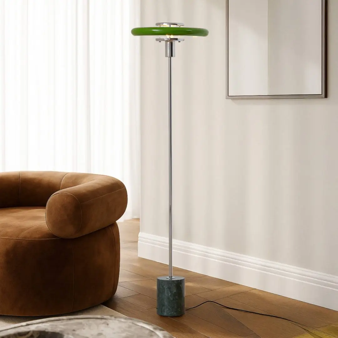 Lindby Vloerlamp Metaal Marmer 130cm - Groen