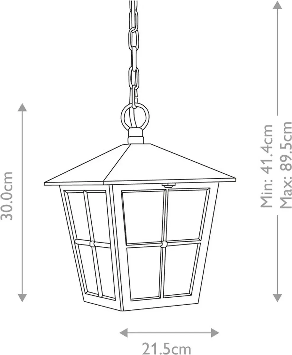 Elstead Canterbury LED Buiten Hanglamp E27 60W - Zwart