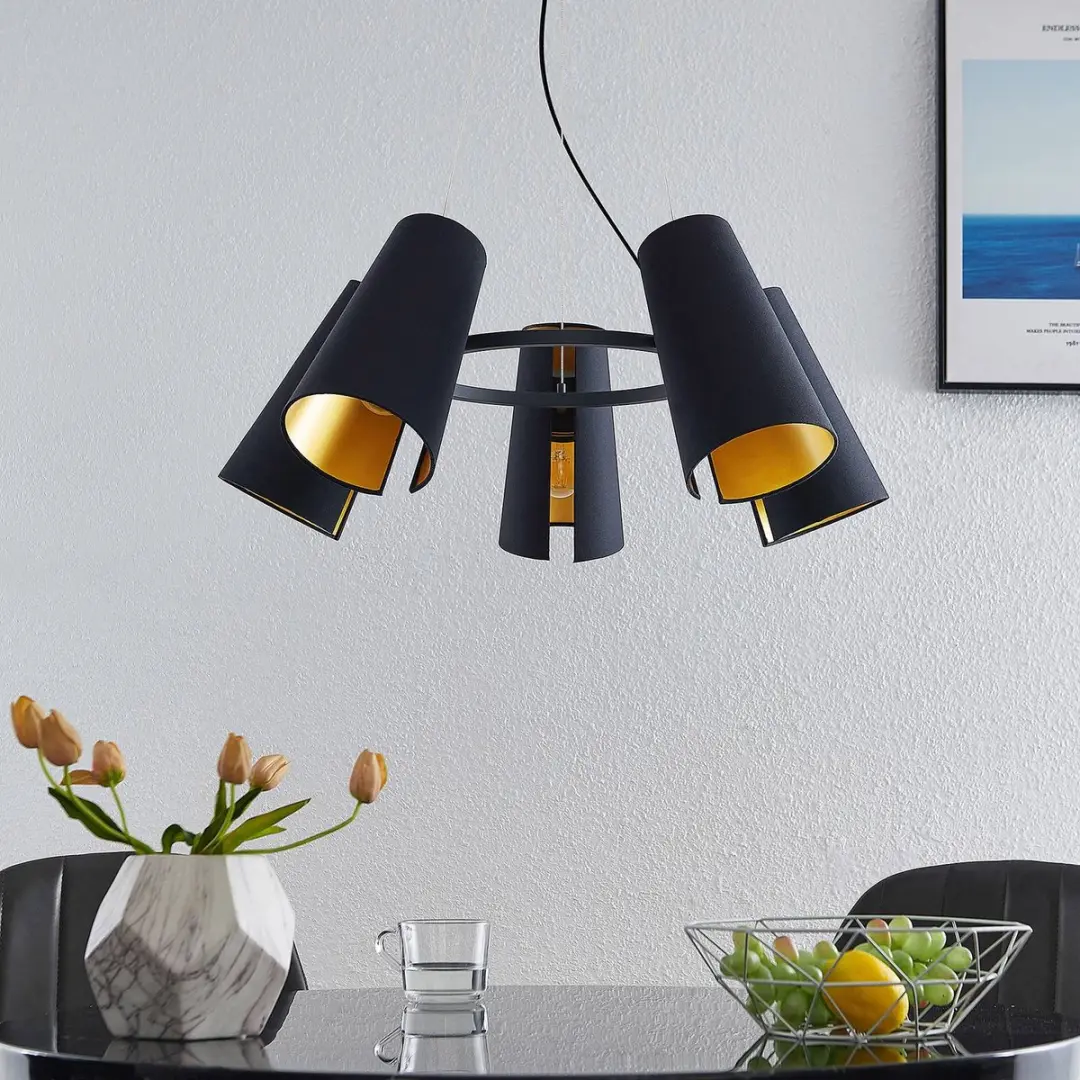 Lucande Hanglamp 5-Lichts E27 - Zwart/Goud