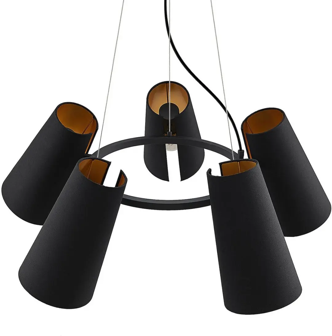 Lucande Hanglamp 5-Lichts E27 - Zwart/Goud