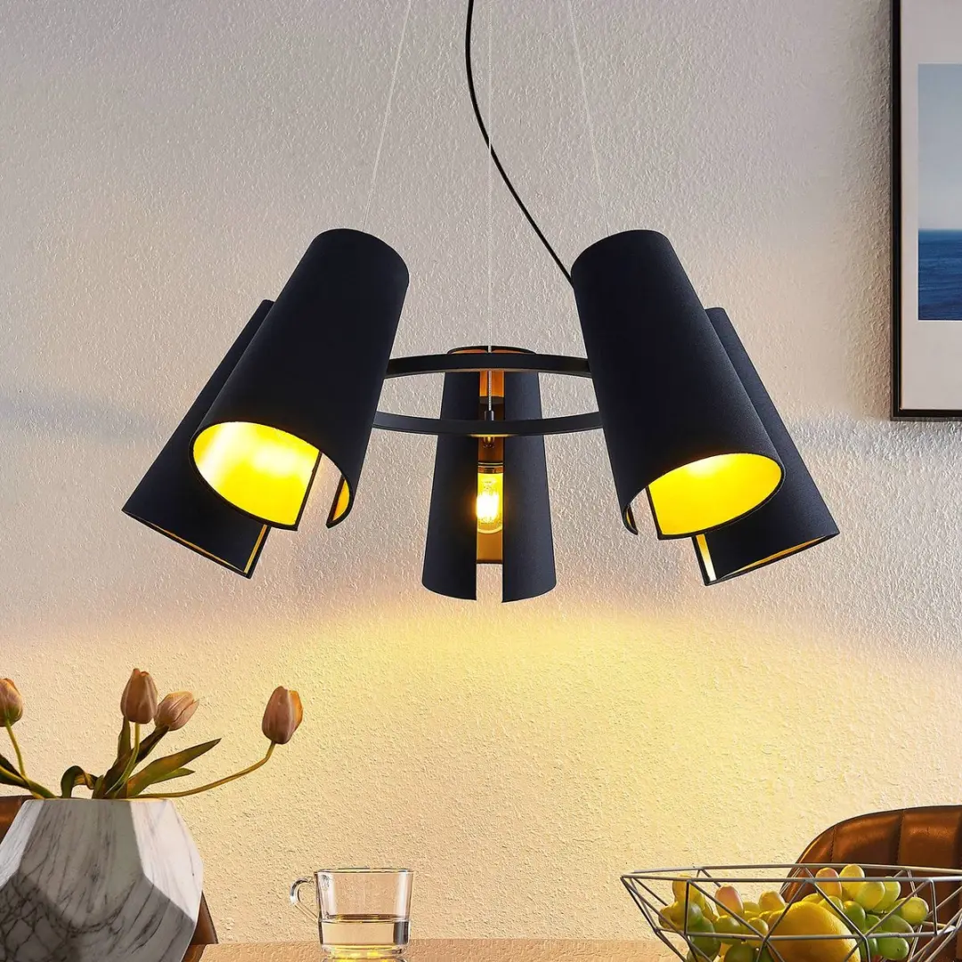 Lucande Hanglamp 5-Lichts E27 - Zwart/Goud