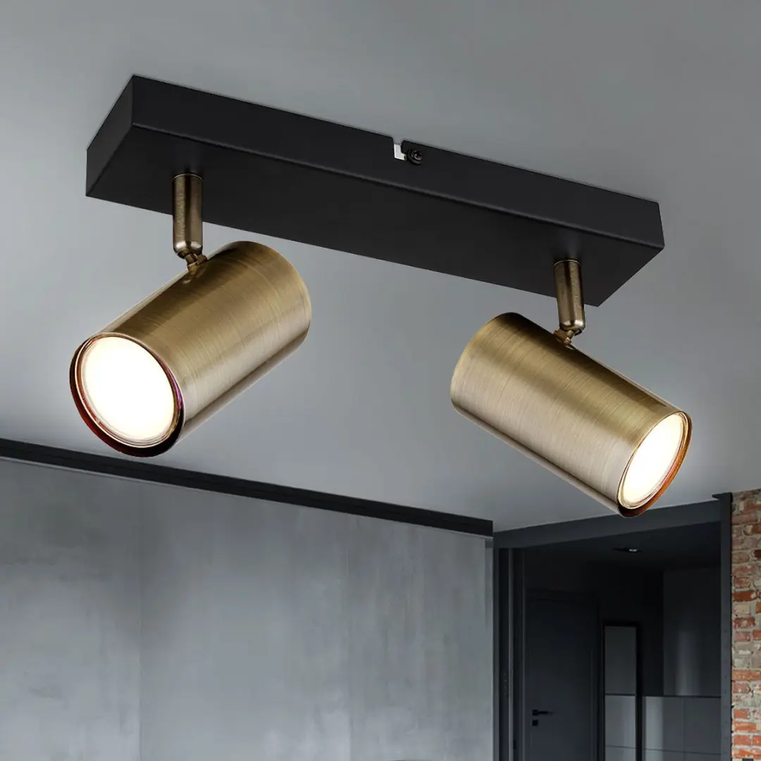 Globo Plafondspot Spotlight Strip 2x GU10 - 26x6x12cm - Messing