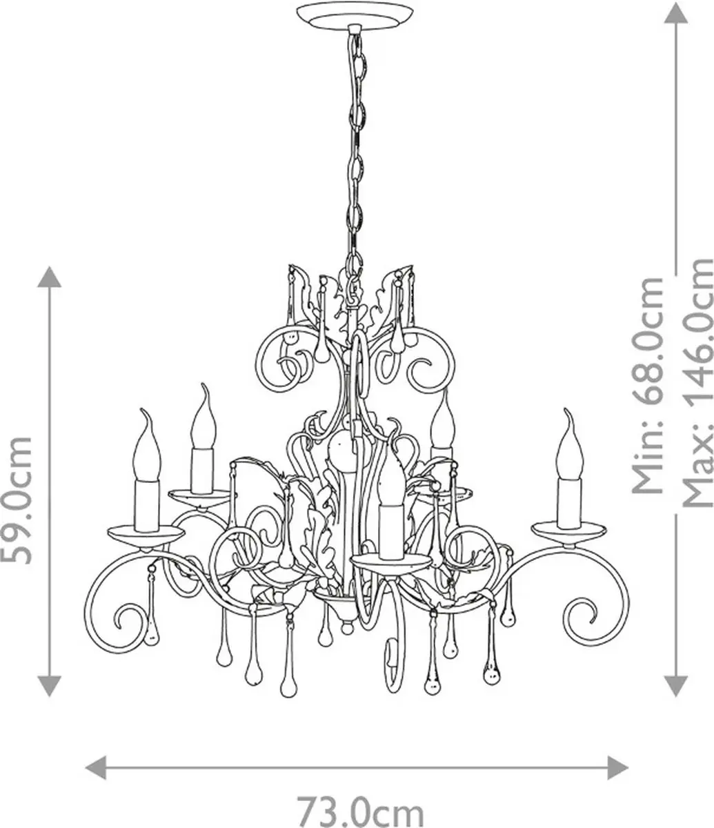 Elstead LED Kroonluchter 5x E14 60W - Bronze met Gold Patina