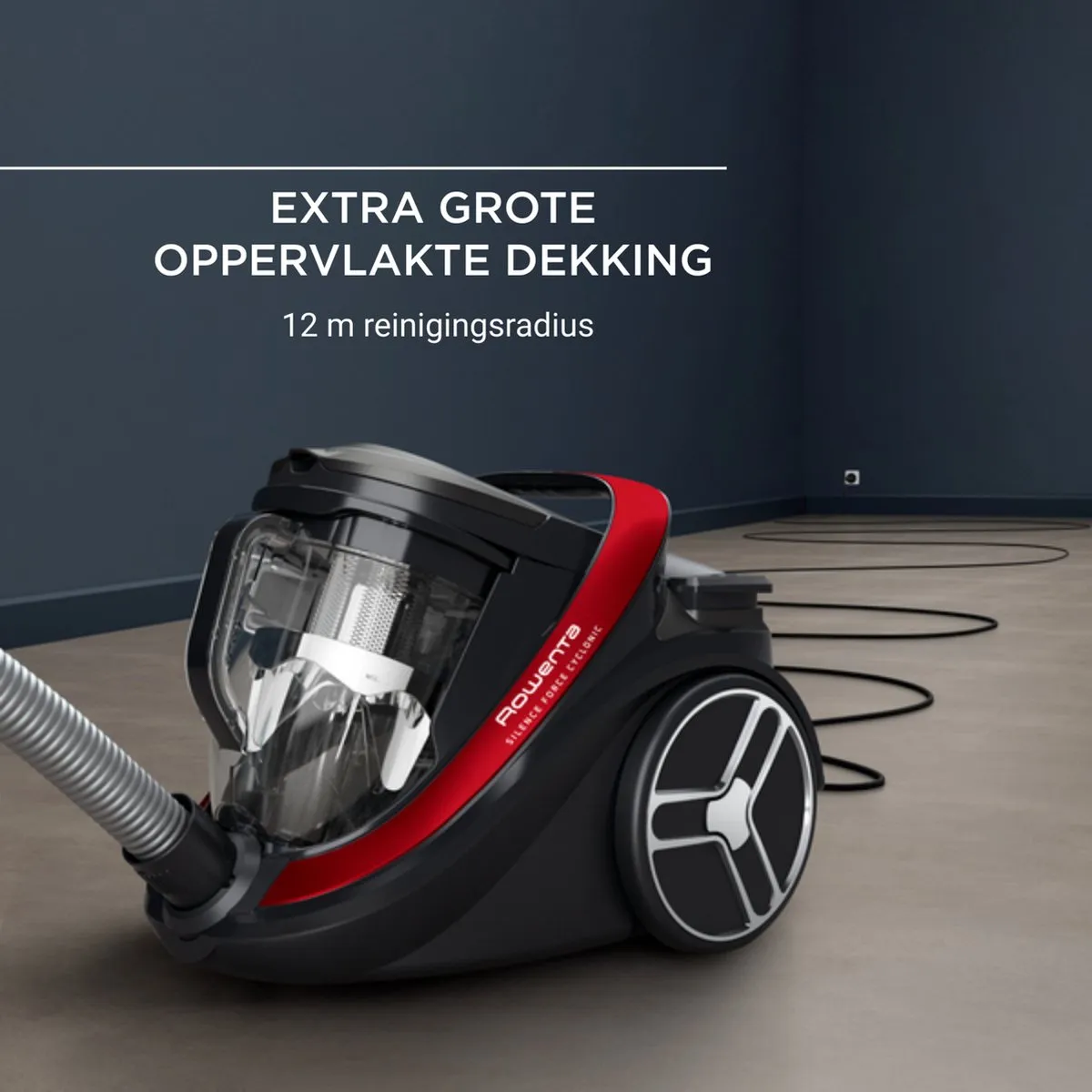 Rowenta Silence Force RO7933EA Zakloze Stofzuiger 500W - Rood/Zwart - afbeelding 6 van 6