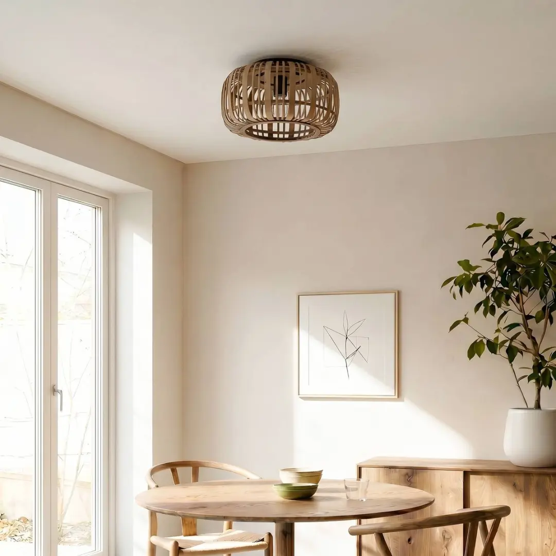 Lindby Plafondlamp Hout 1 Licht - Ø39,5cm - E27