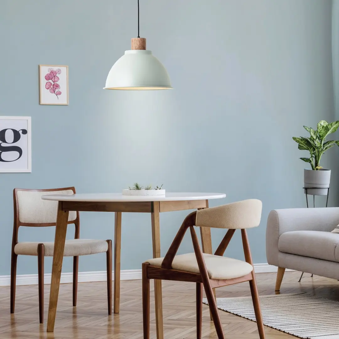 Brilliant Erena Hanglamp 38cm - Lichtgroen Metaal/Hout