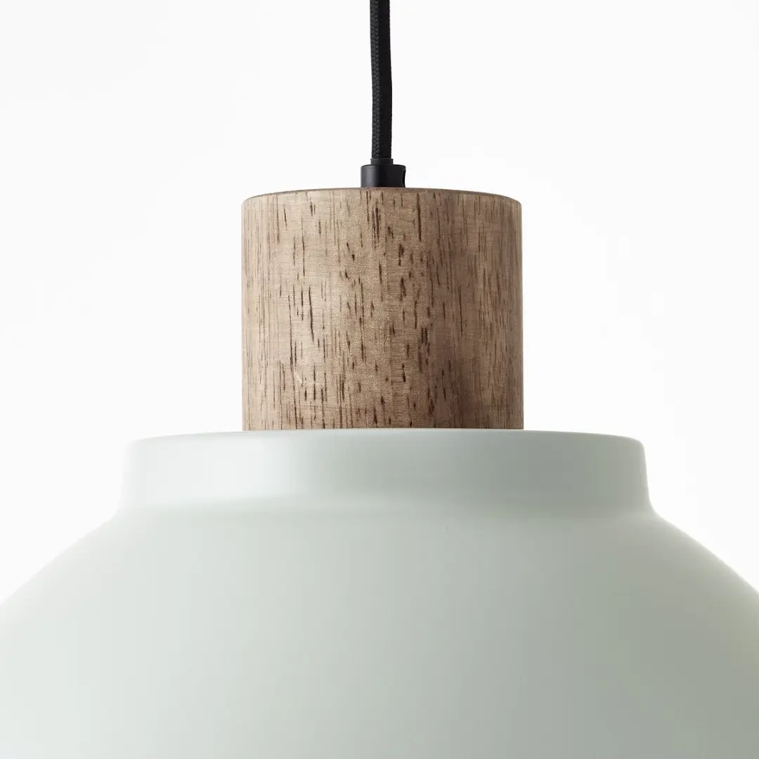 Brilliant Erena Hanglamp 38cm - Lichtgroen Metaal/Hout - afbeelding 6 van 6