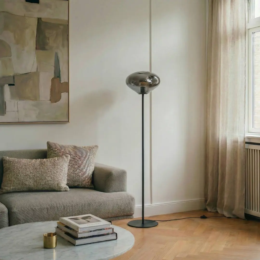 Lindby Vloerlamp 1 Licht - Rookgrijs/Zandzwart