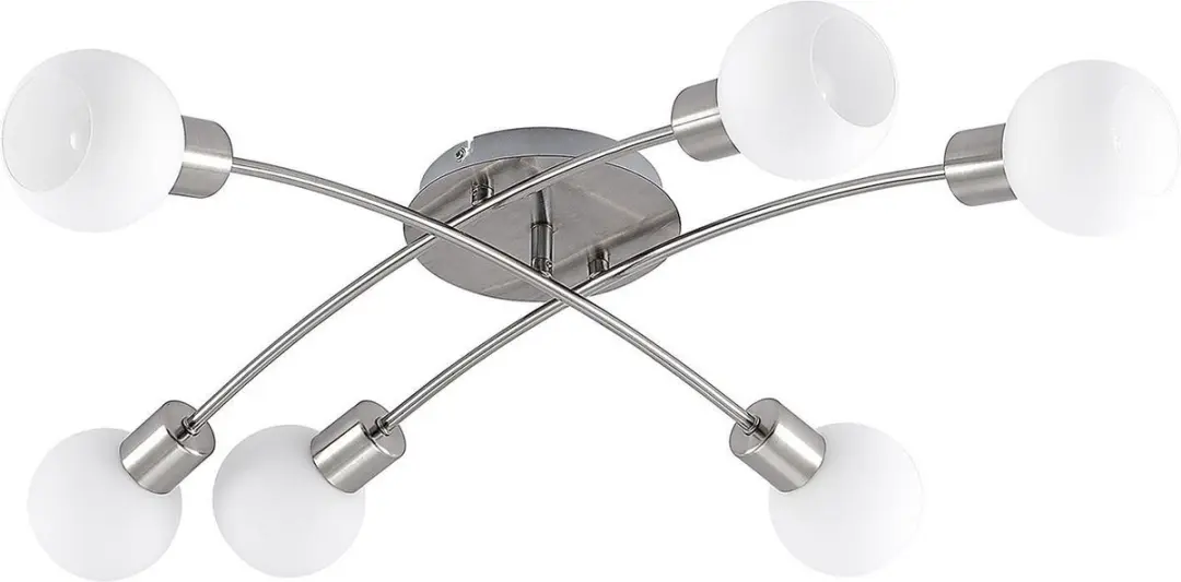 Lindby Plafondlamp 6 Lichtpunten - Nikkel/Wit