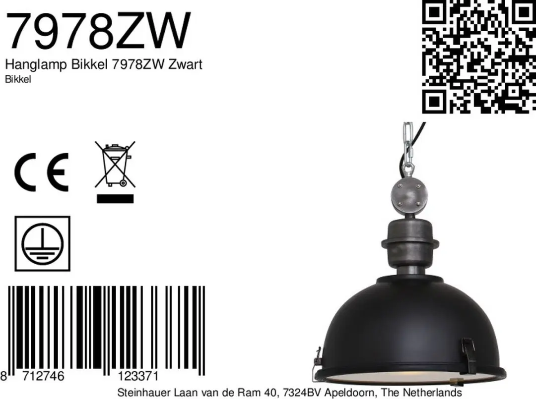 Steinhauer Hanglamp Bikkel 7978ZW - Ø32cm Zwart - afbeelding 6 van 6