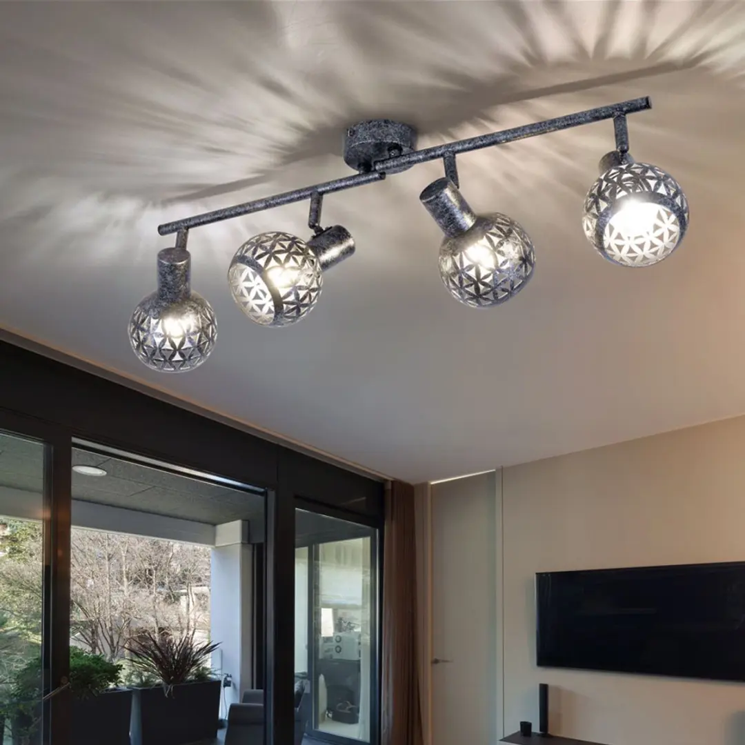 Globo Plafondlamp Spotlight Strip 4x E14 Grijs