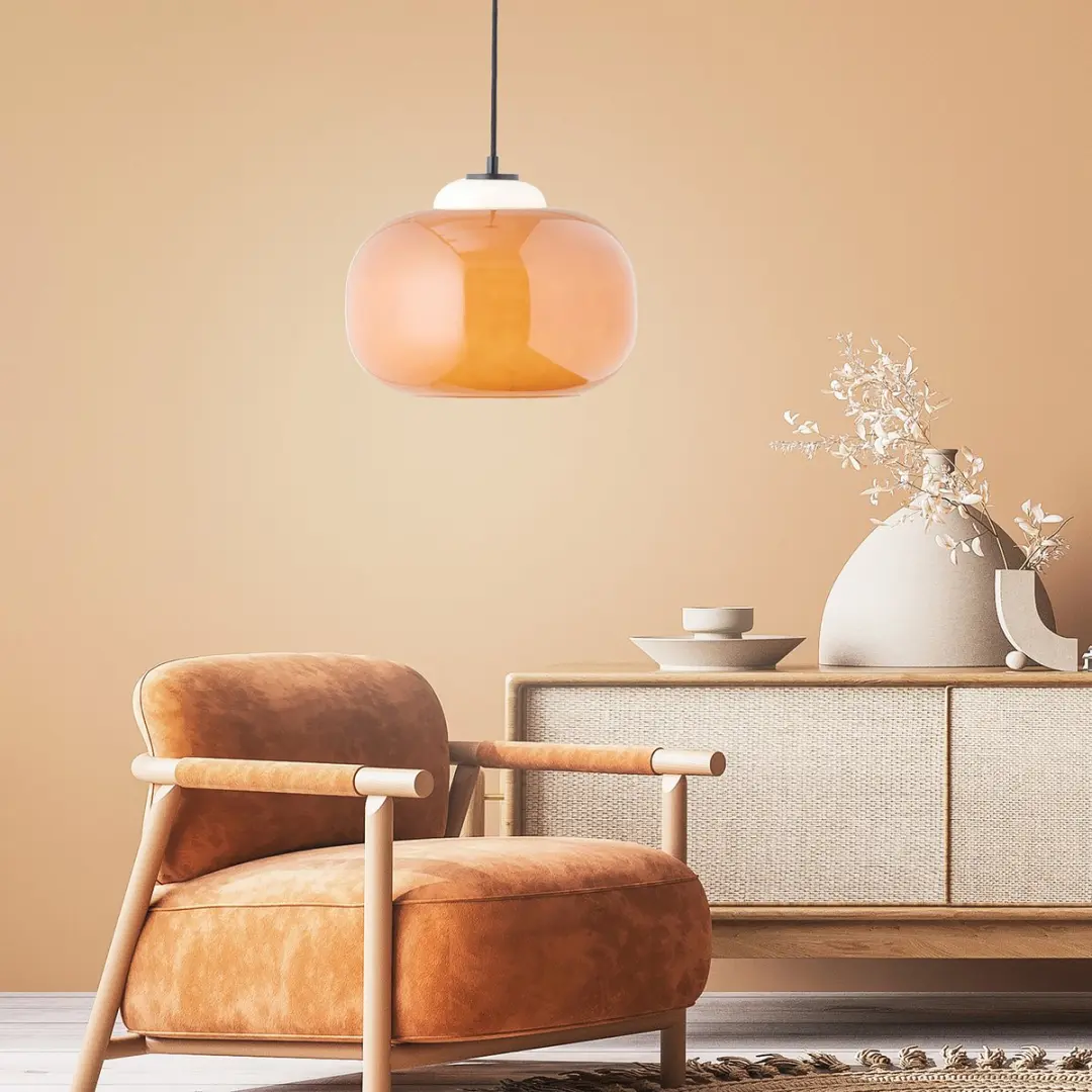 Brilliant Blop Hanglamp 30cm - Oranje Glas/Metalen - E27 60W
