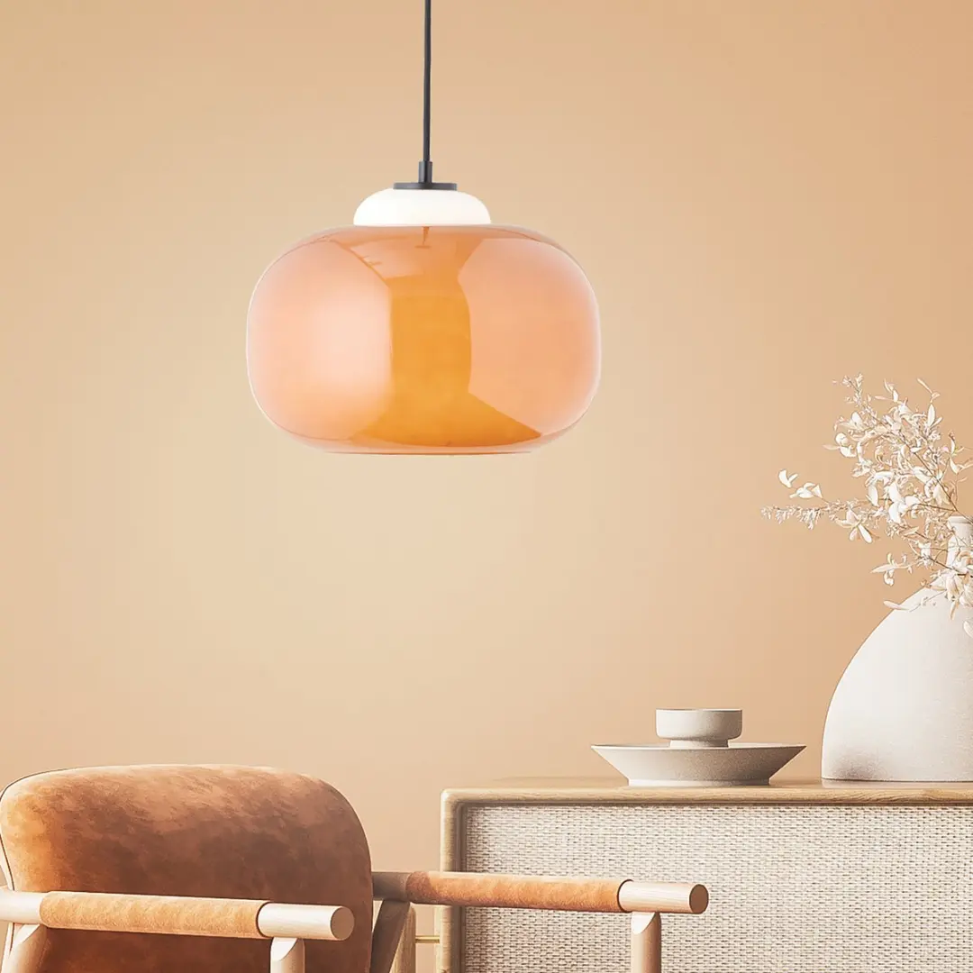 Brilliant Blop Hanglamp 30cm - Oranje Glas/Metalen - E27 60W