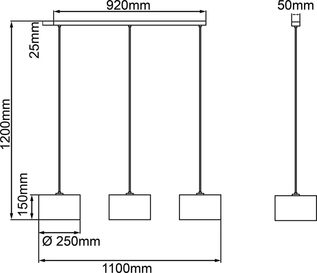Brilliant Wiley Hanglamp - 3 Lichtpunten - Hout/Zwart