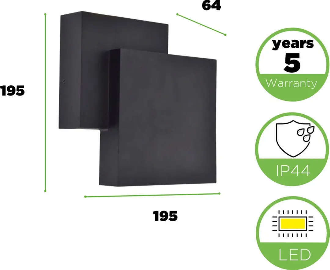 Lutec Rialto LED Wandlamp Buiten - 850 Lm 3000K Mat Zwart