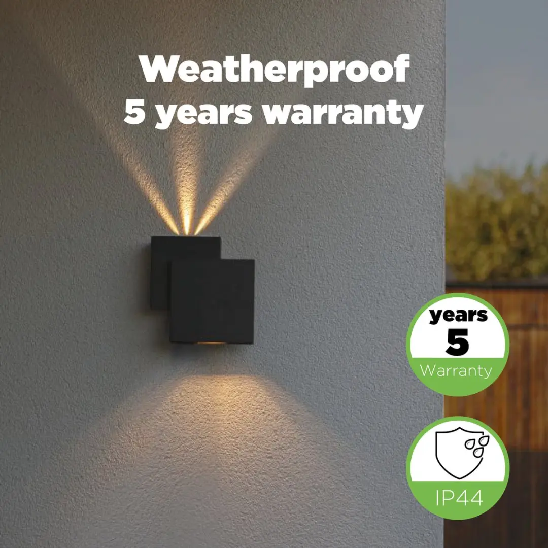 Lutec Rialto LED Wandlamp Buiten - 850 Lm 3000K Mat Zwart - afbeelding 6 van 6