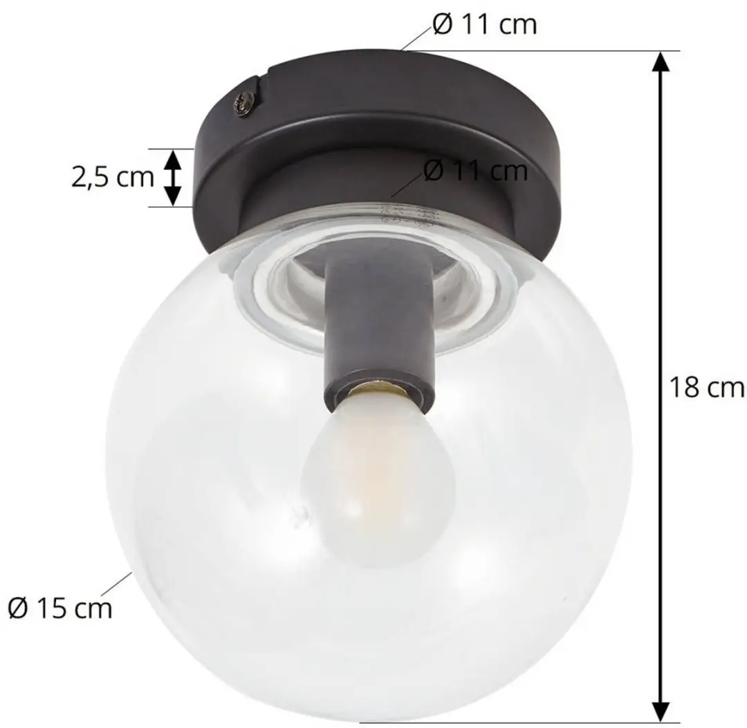 Lucande Plafondlamp Badkamer 1 Licht E14 - 10W - Zwart