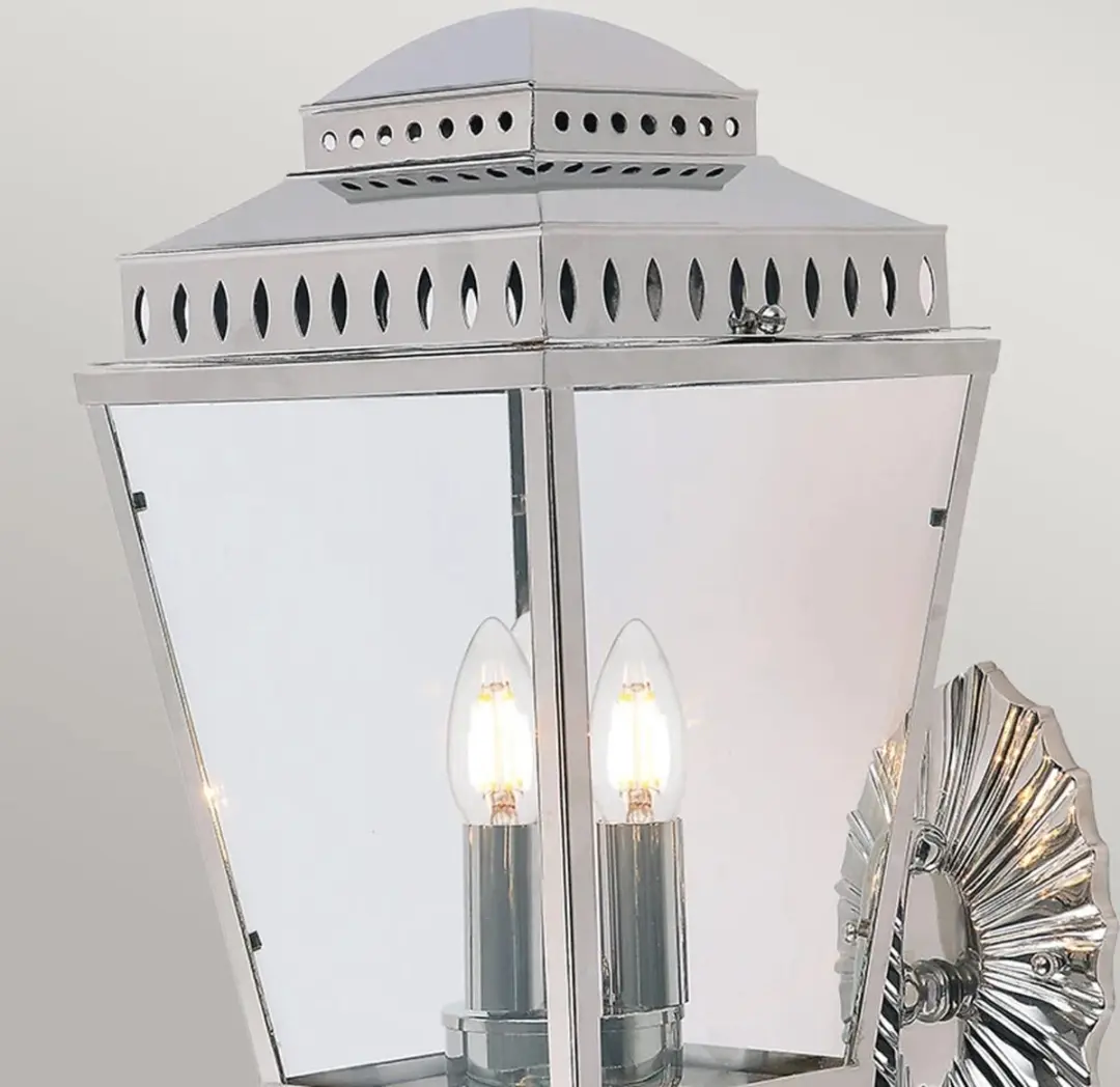 Elstead Mansion House LED Wandlamp - 3x E14 60W - IP44 - Dimbaar - Polished Nickel