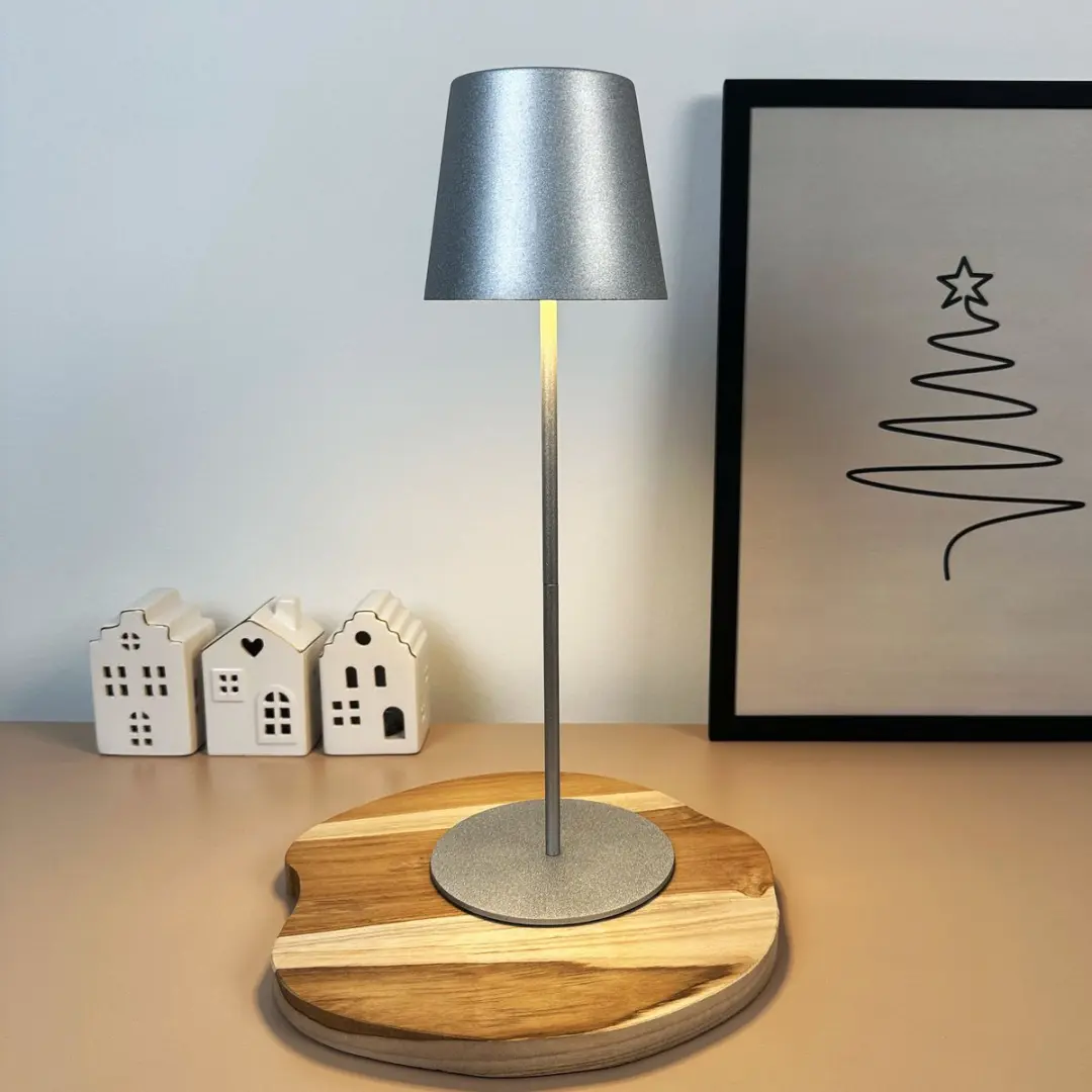 Briloner Oplaadbare Tafellamp - Zilverkleurig - Ø10.5cm