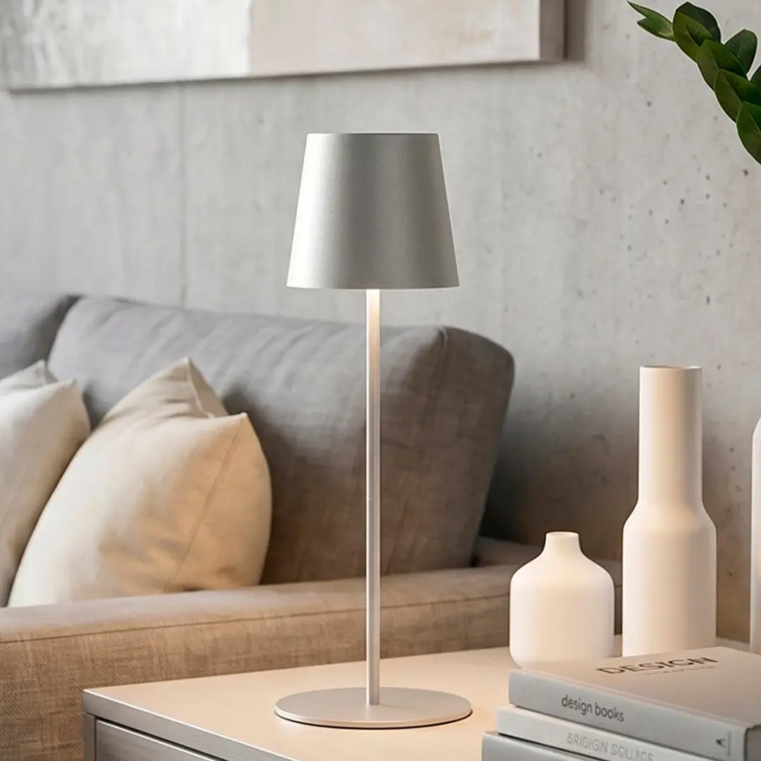 Briloner Oplaadbare Tafellamp - Zilverkleurig - Ø10.5cm