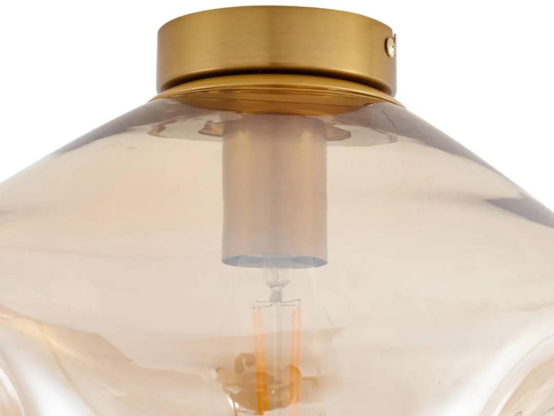 Lindby Plafondlamp 1 Licht - Ø35cm - Amber/Messing - afbeelding 6 van 6
