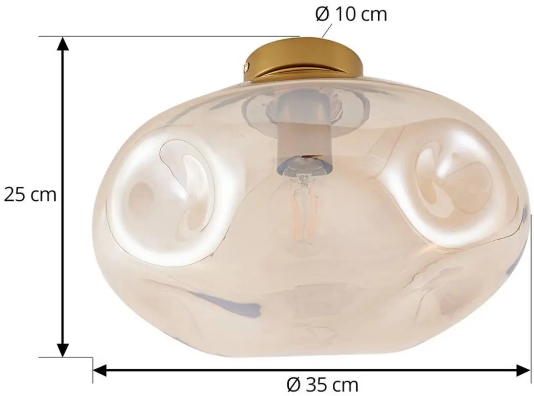 Lindby Plafondlamp 1 Licht - Ø35cm - Amber/Messing