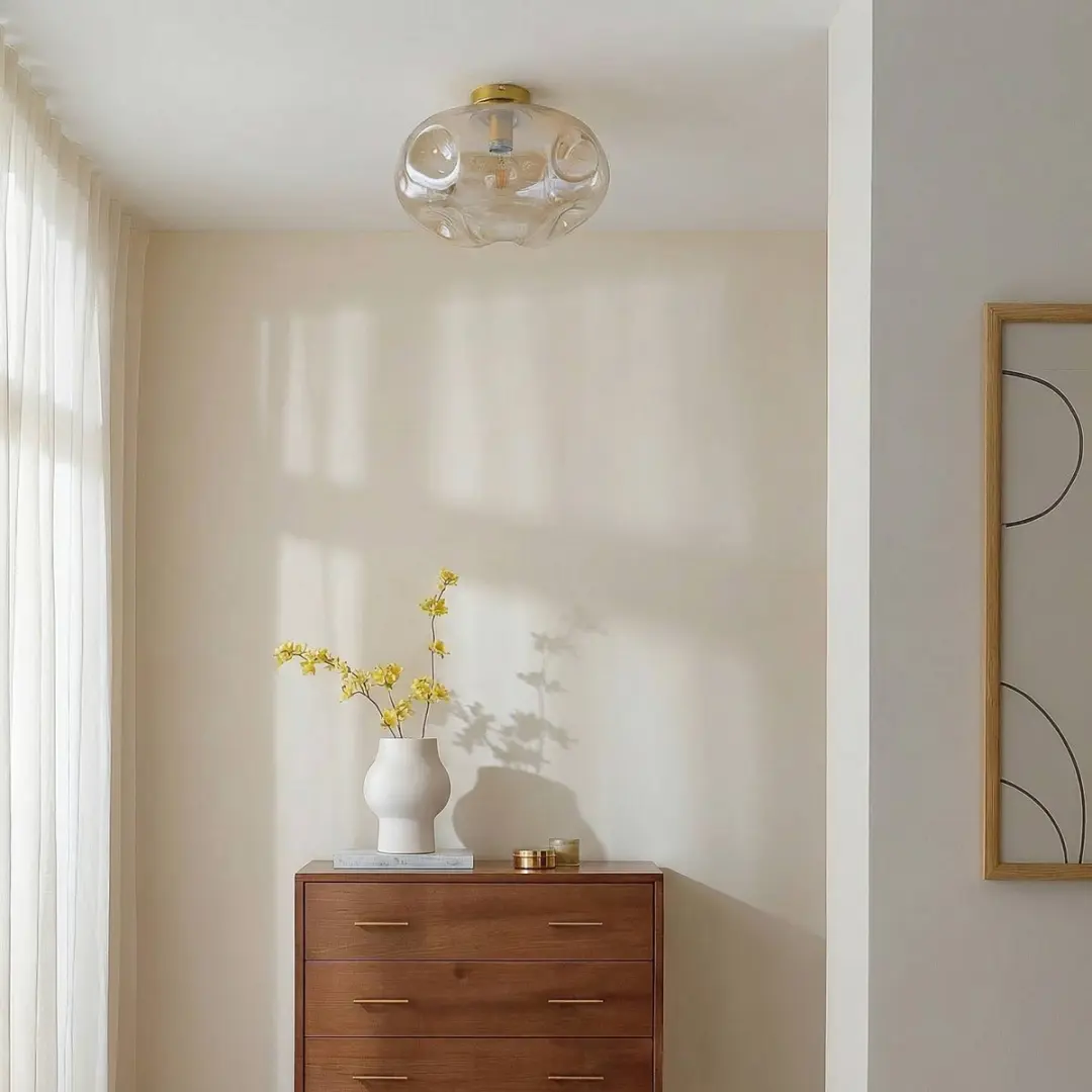 Lindby Plafondlamp 1 Licht - Ø35cm - Amber/Messing