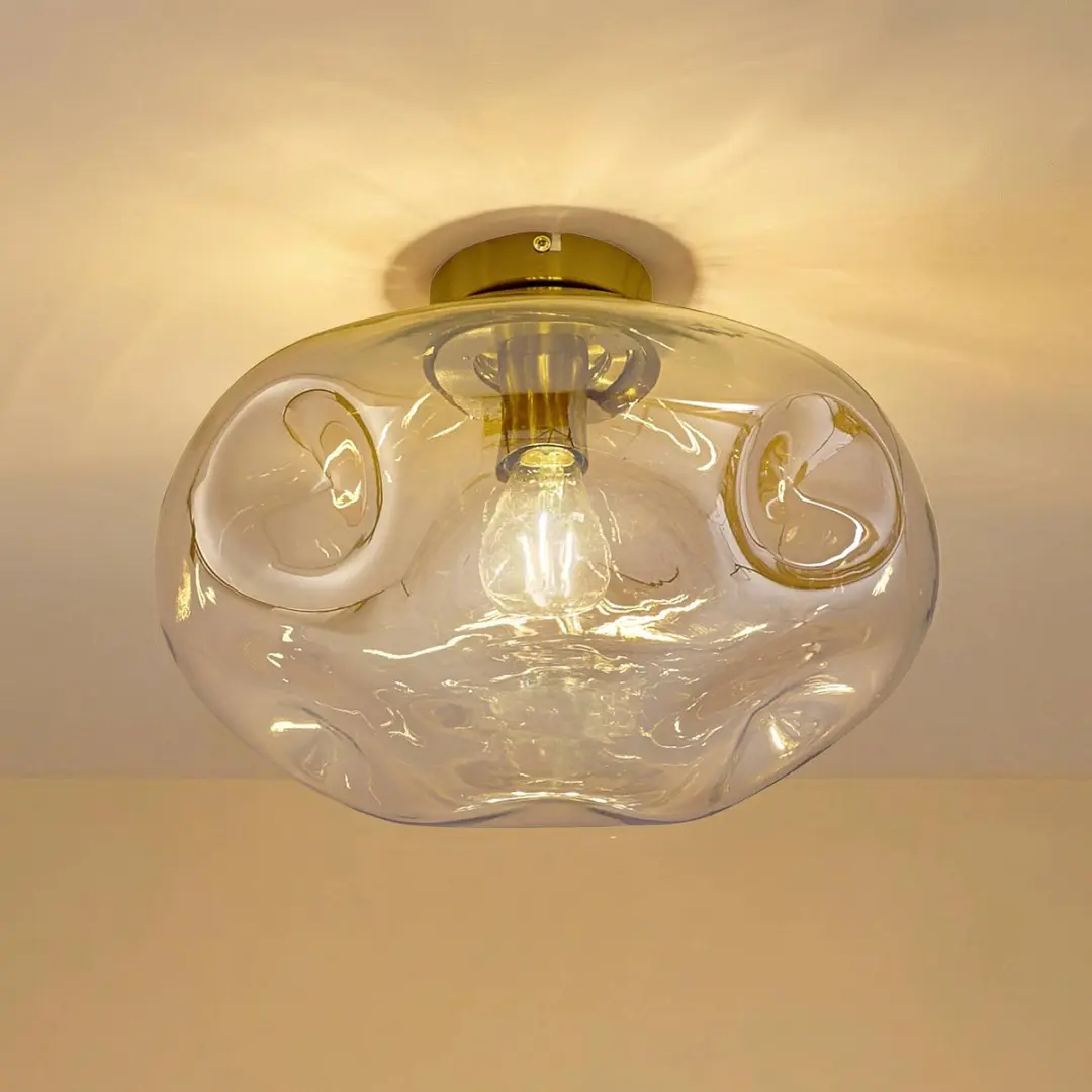 Lindby Plafondlamp 1 Licht - Ø35cm - Amber/Messing