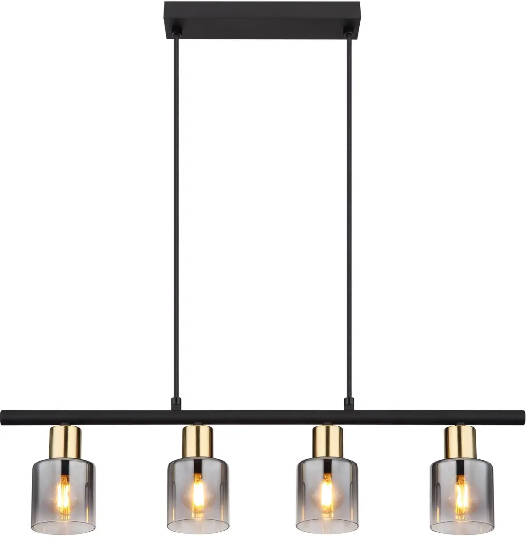 Globo Hollsy Hanglamp - 4 Lichtpunten E14 - Zwart