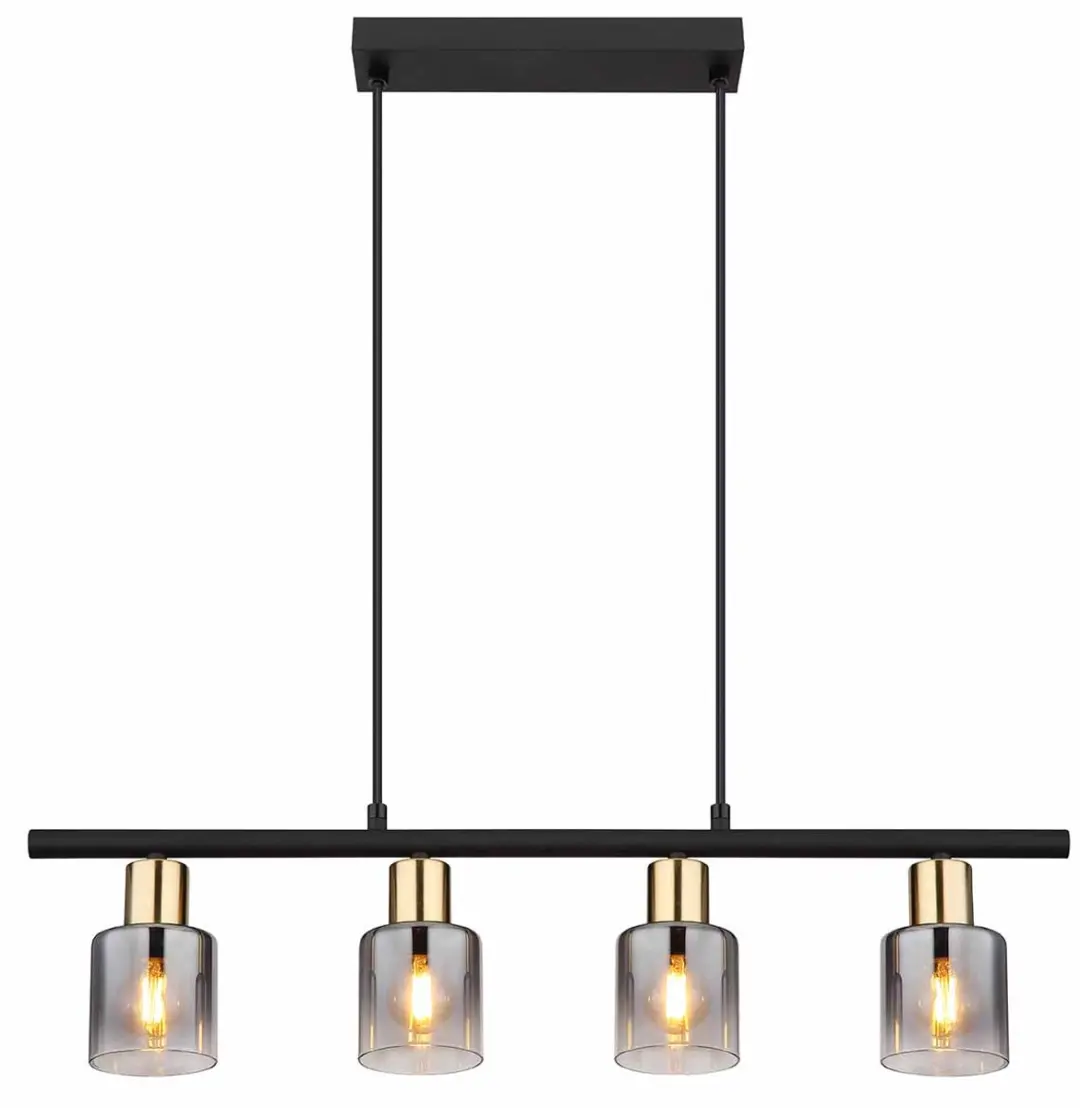 Globo Hollsy Hanglamp - 4 Lichtpunten E14 - Zwart