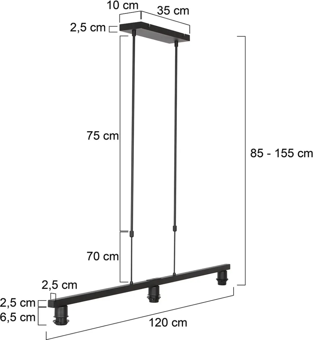 Steinhauer 3-lichts Hanglamp Zwart - Hoogteverstelbaar