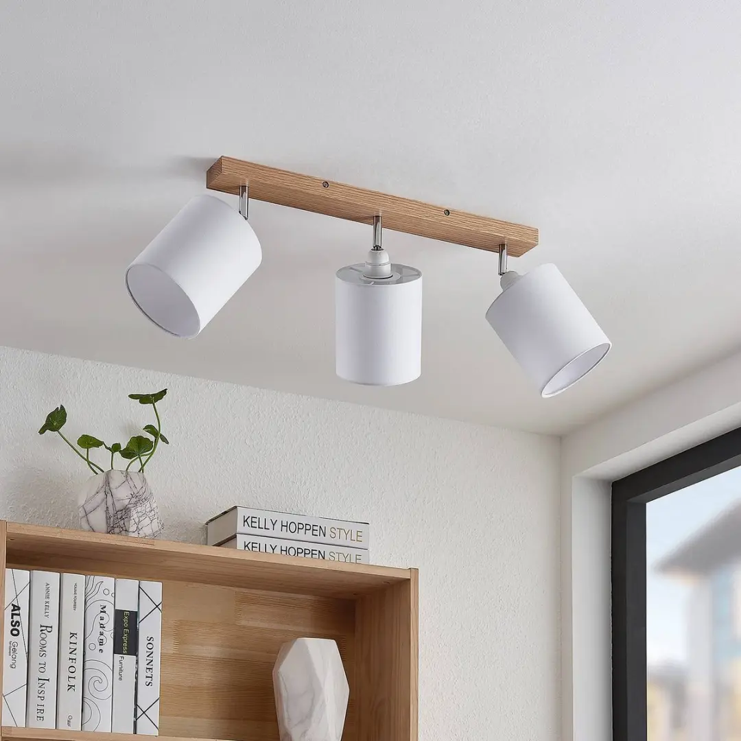 Lindby Buitenspot 3-lichts Eikenhout Textiel - 15W