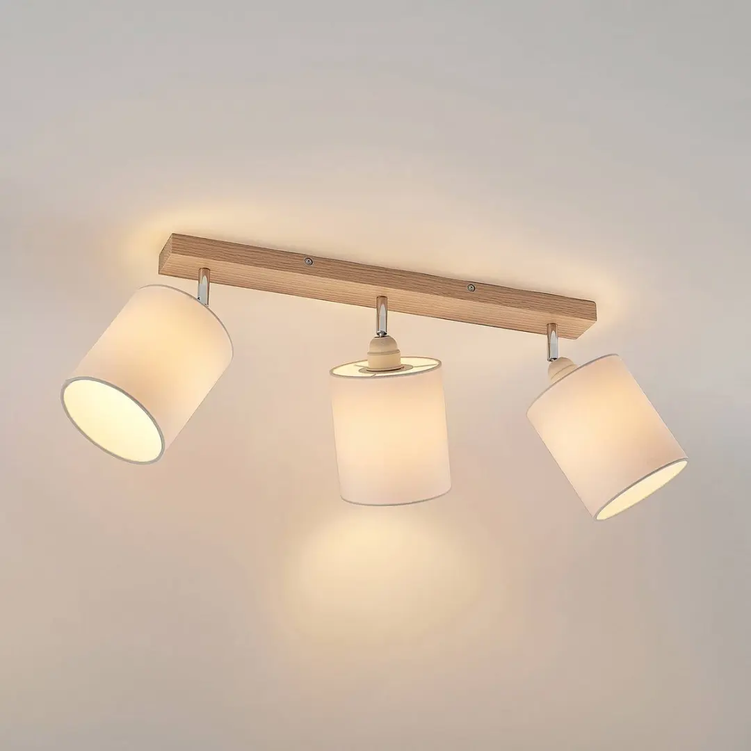 Lindby Buitenspot 3-lichts Eikenhout Textiel - 15W