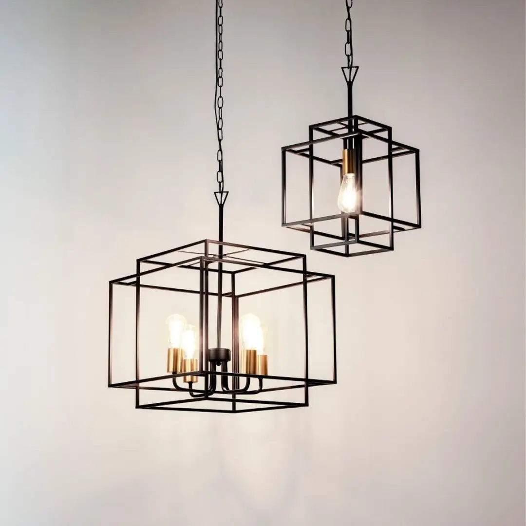 Searchlight Crate Hanglamp - 1 Lichtpunt - Zwart/Brons