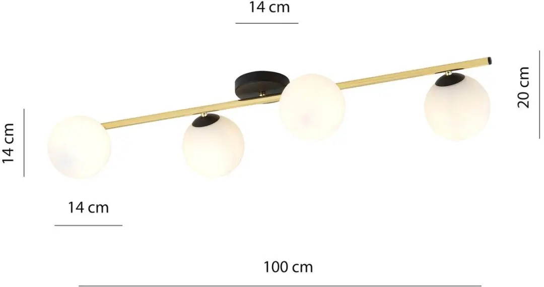Euluna Plafondlamp 4-Lichts Staal Glas