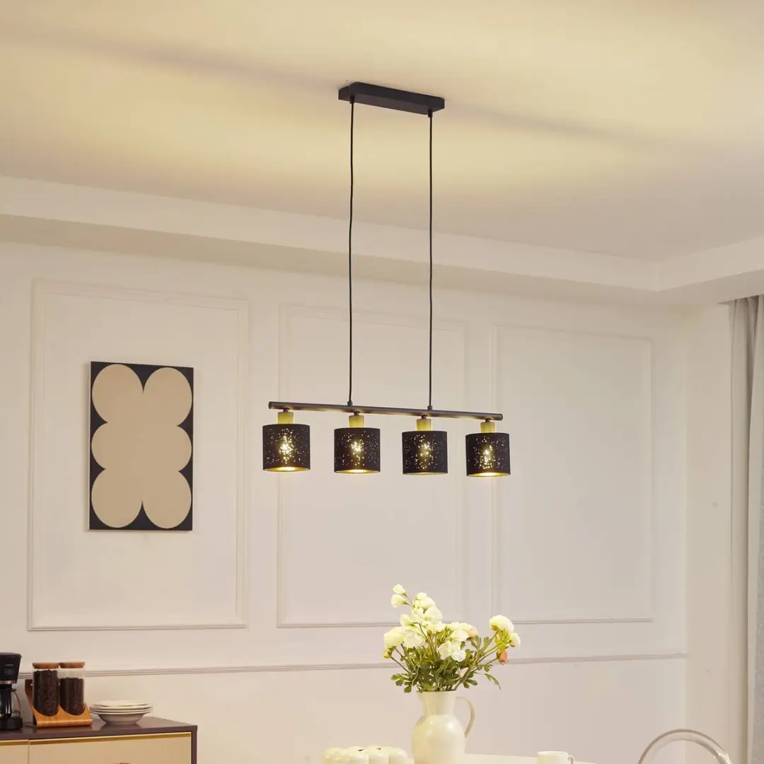 Lindby Hanglamp 4-Lichts E14 - Zwart/Goud