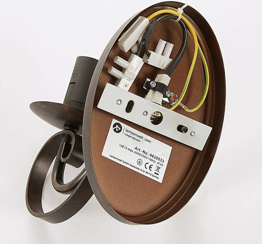 Lucande Wandlamp Metaal 1 Lichtpunt E14 - 17,8 cm - Roestbruin