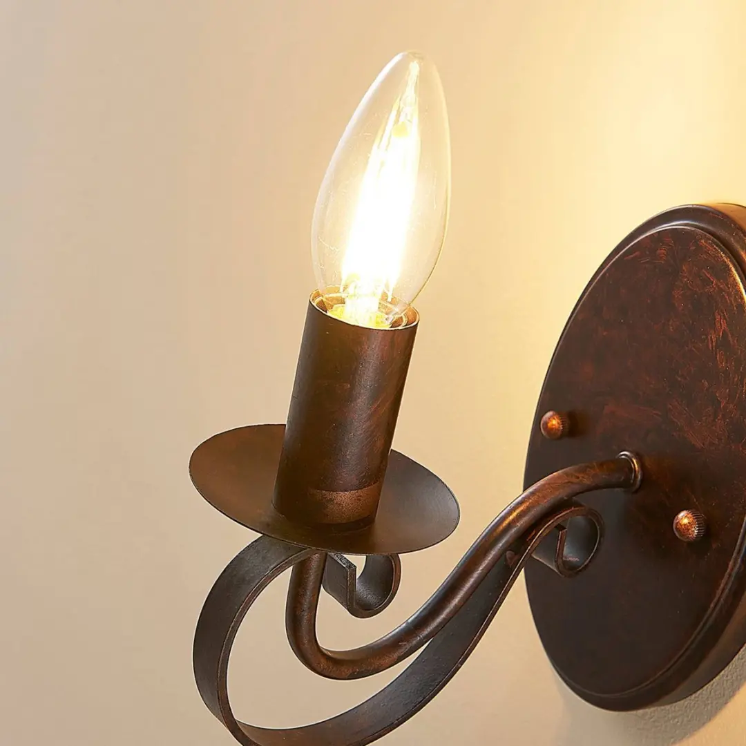 Lucande Wandlamp Metaal 1 Lichtpunt E14 - 17,8 cm - Roestbruin