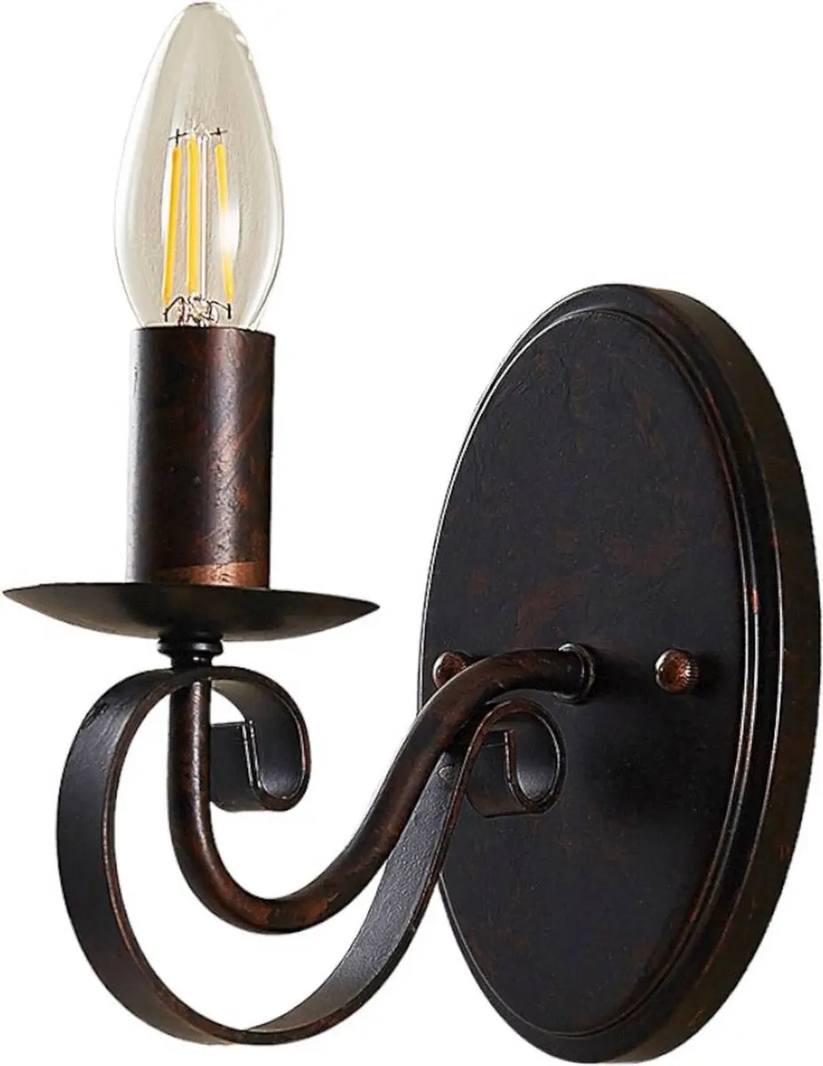 Lucande Wandlamp Metaal 1 Lichtpunt E14 - 17,8 cm - Roestbruin