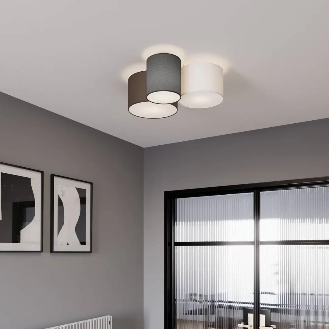 Lindby Plafondlamp 3-lichts - 61cm - Grijs/Wit/Bruin