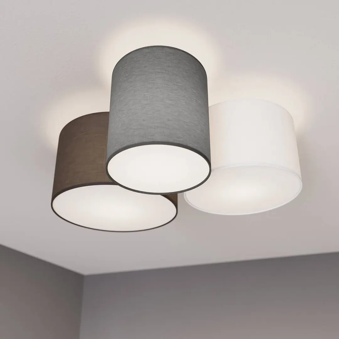 Lindby Plafondlamp 3-lichts - 61cm - Grijs/Wit/Bruin