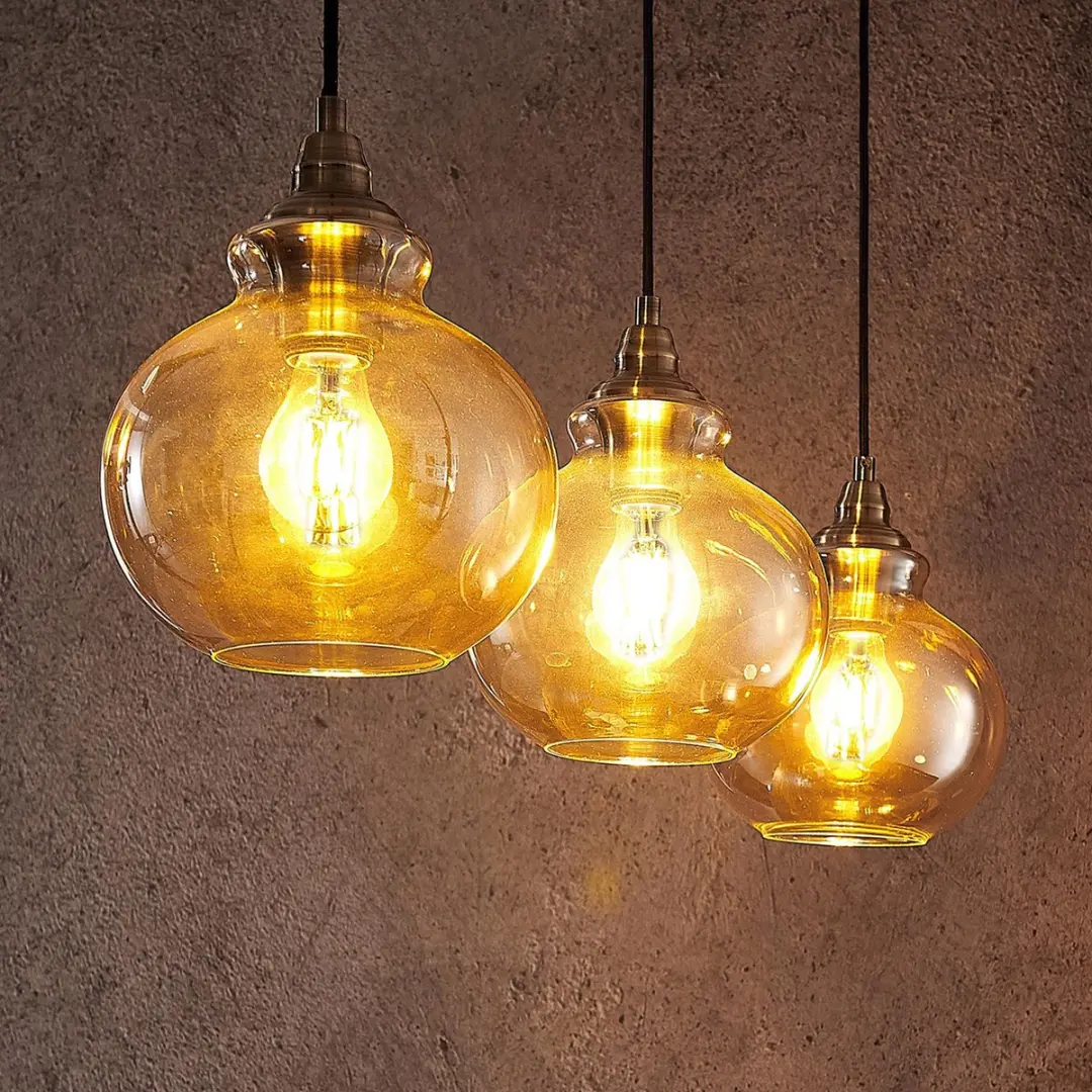 Lindby Hanglamp 3-Lichts Glas Metaal