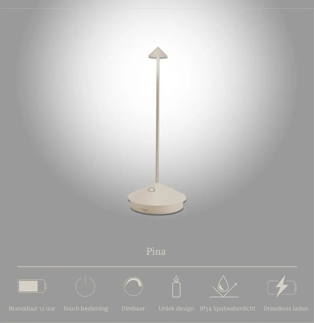 Zafferano Pina Oplaadbare LED Tafellamp - Crème - IP54 - 2700K