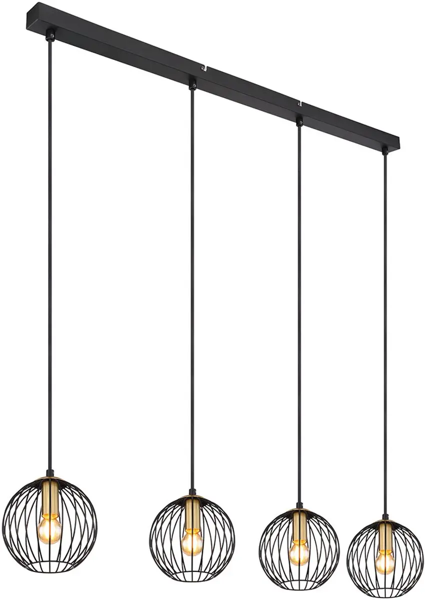 Globo Eusebius Hanglamp - 4x E14 - Zwart