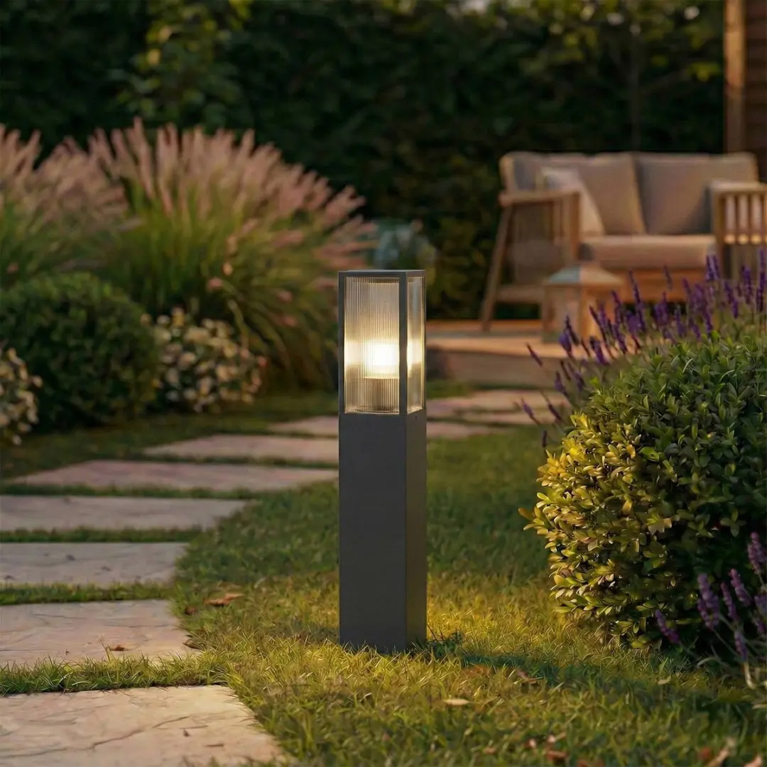 Lindby Tuinpadverlichting Aluminium 15W E27 - 80cm - Antraciet/Transparant