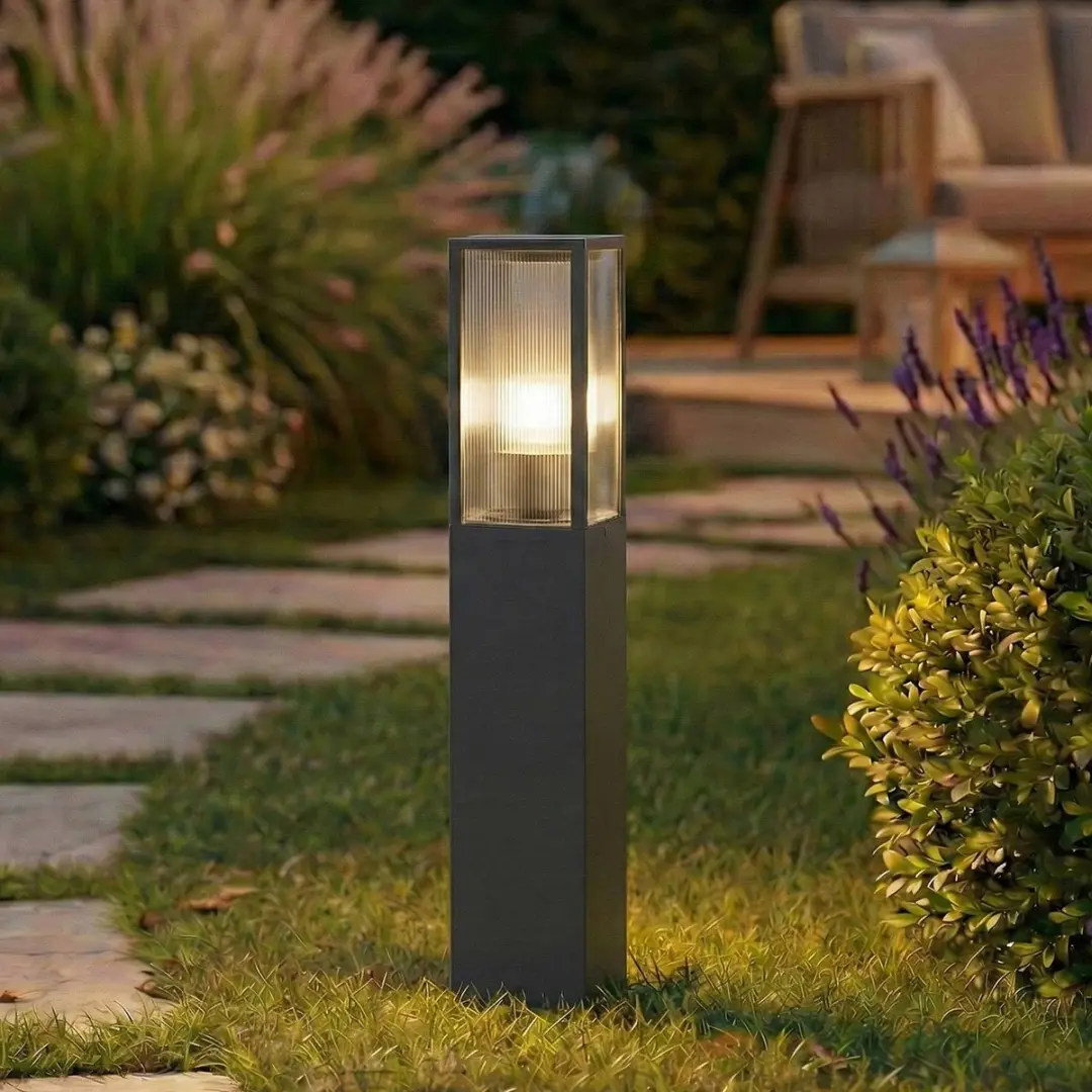 Lindby Tuinpadverlichting Aluminium 15W E27 - 80cm - Antraciet/Transparant